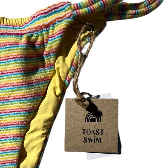 🌻NEW w.tag Free People x Toast Tunnel Rib Bikini Bottom in Rainbow Print Size L - Picture 8 of 13
